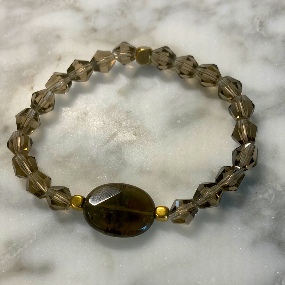 Smokey Quartz & crystal bracelet